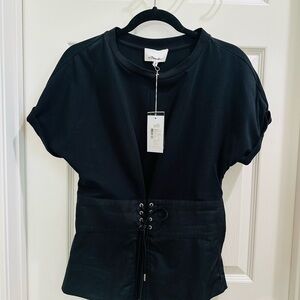 Black Lace-Up Women Top